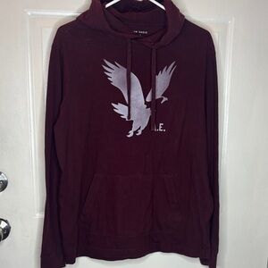 American Eagle Outfitters Maroon Hoodie with Eagle Graphic